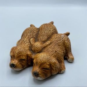 Vintage Scioto porcelain puppies  laying down ceramic dogs doggies 1993 pup